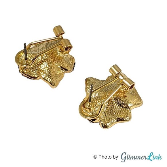 Bright Rainbow Enamel Hibiscus Gold Tone Lever Back Pierced Earrings - Picture 9 of 13